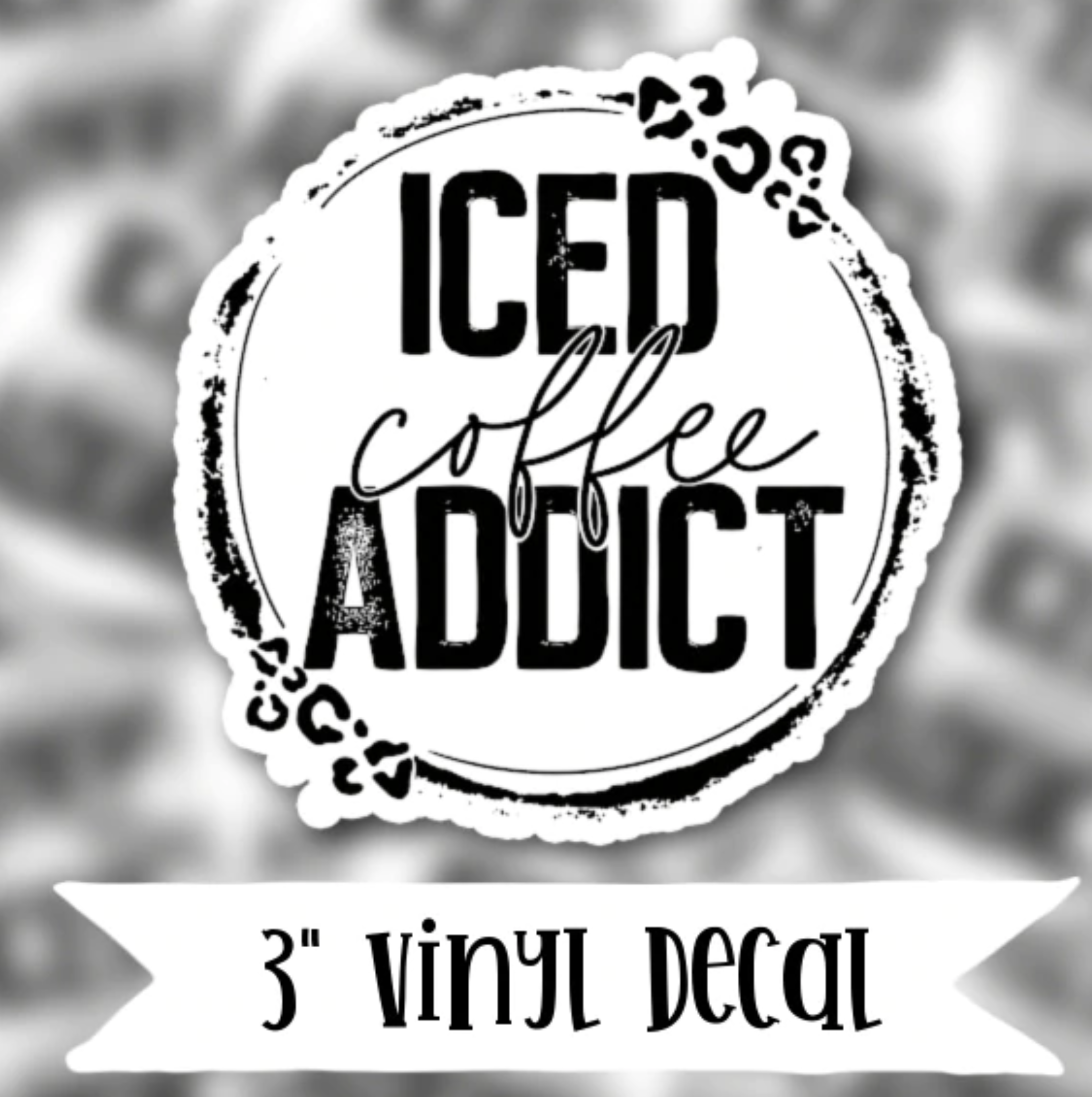 Iced Coffee Addict vinyl waterproof sticker