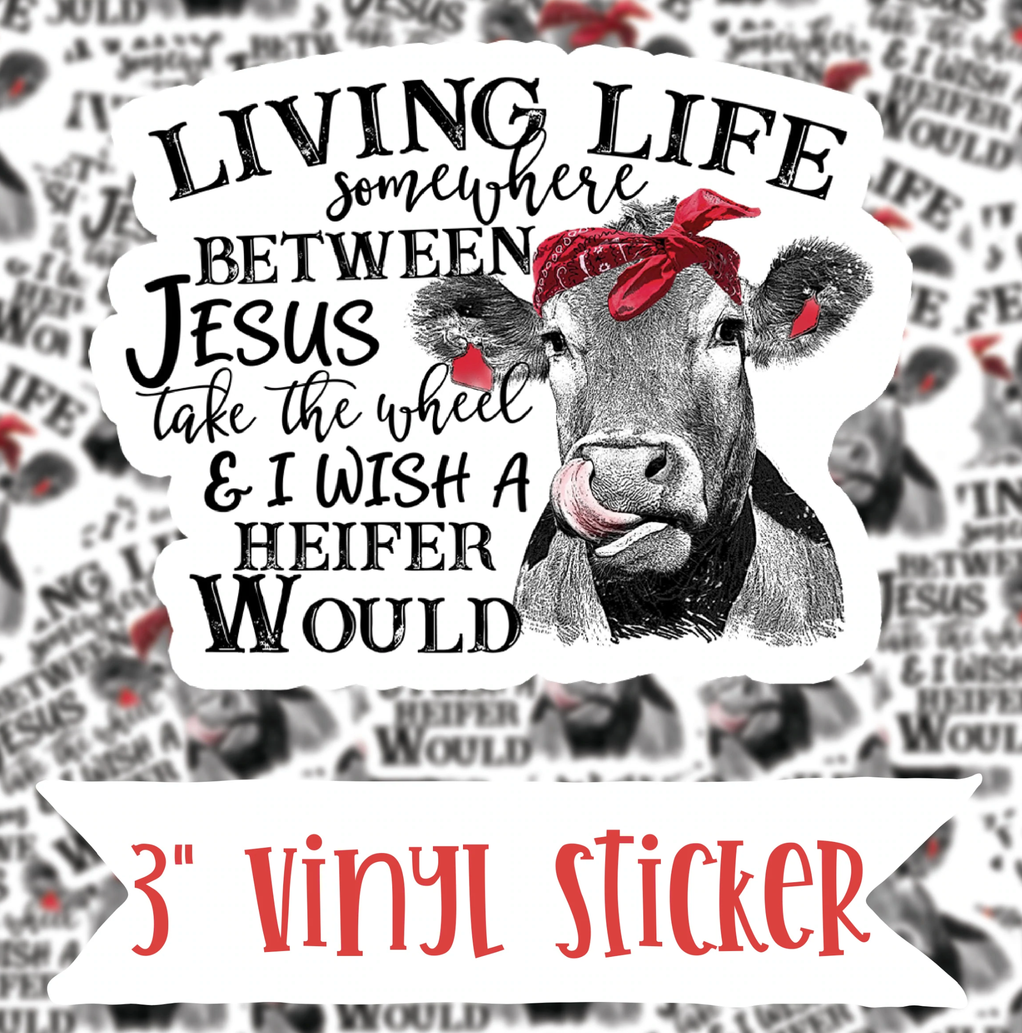 Living Life between Jesus take the wheel vinyl waterproof sticker