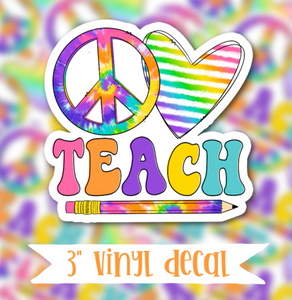 Peace Love Teach vinyl waterproof sticker