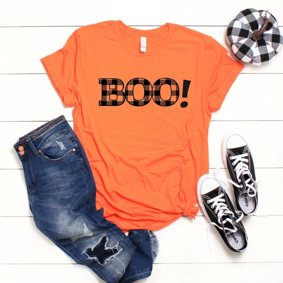 Plaid BOO! unisex tee