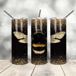 Bee with faux glitter 20oz Skinny Tumbler