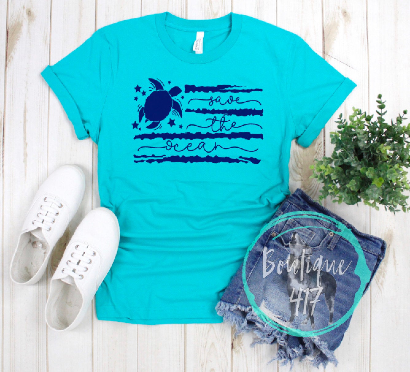 Save The Ocean Turtle Flag unisex tee