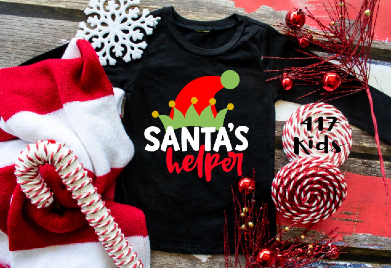 Santa's Helper elf hat youth toddler long sleeve black