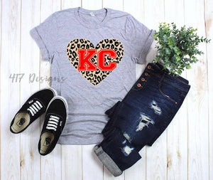 Leopard Heart KC Chiefs tee unisex bella canvas