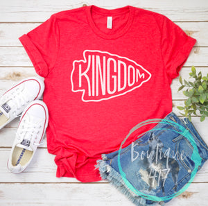 Arrowhead Kingdom in white on Red Unisex Bella canvas tee