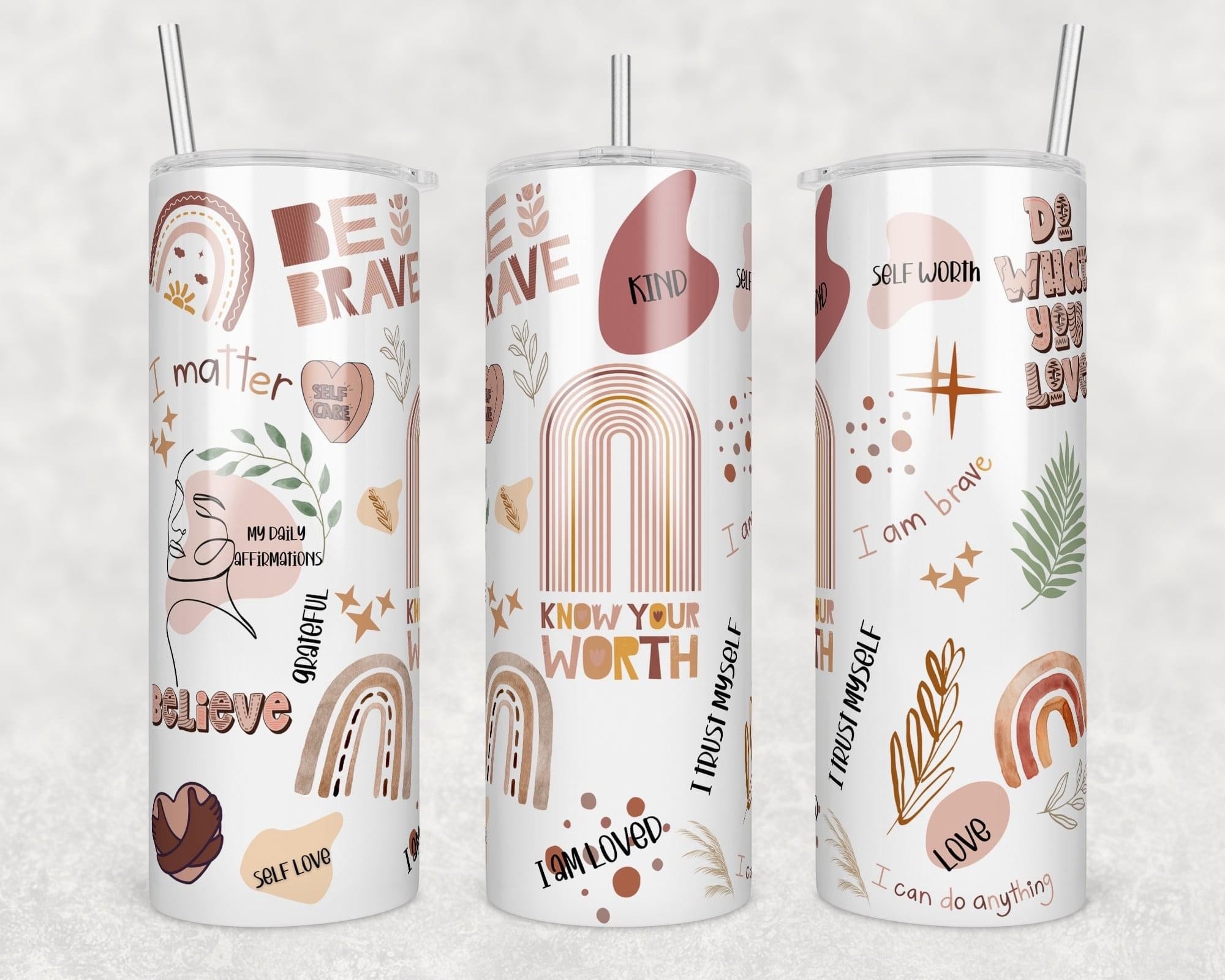 Positive affirmations mental health 20oz Skinny Tumbler