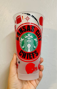 KC Chiefs Starbucks cup reusable cup