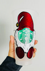 Glitter Gnome Starbucks cup reusable cup