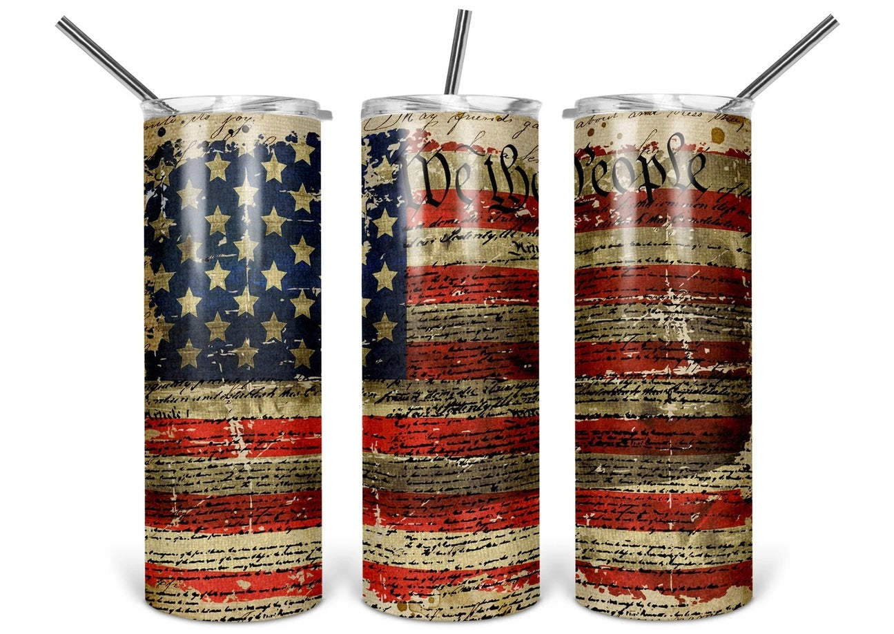 We the People US Flag 20oz Skinny Tumbler